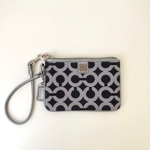 Silver and Charcoal Coach Wristlet
